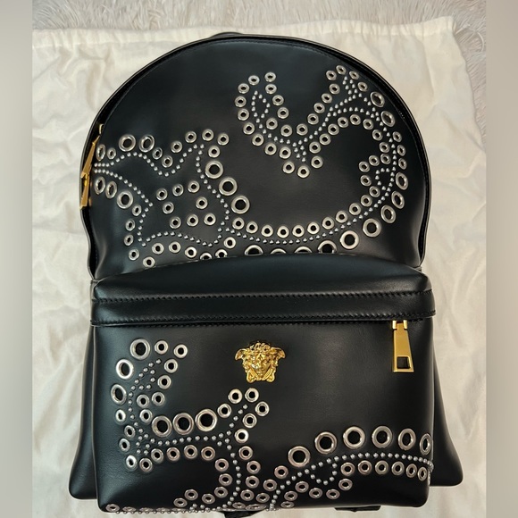 Versace Handbags - Versace Medusa Black Leather Backpack